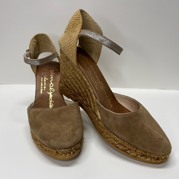 GIAMO ESPADRILLES wedge heels size 40/10 neutral rope wedge tan taupe - Picture 2 of 14